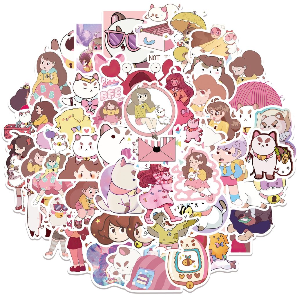 50pcs Bee and PuppyCat Sticker Cute Cartoon Decals DIY Phone Laptop Luggage Skateboard Guitar Car Waterproof - Bee and PuppyCat Merch