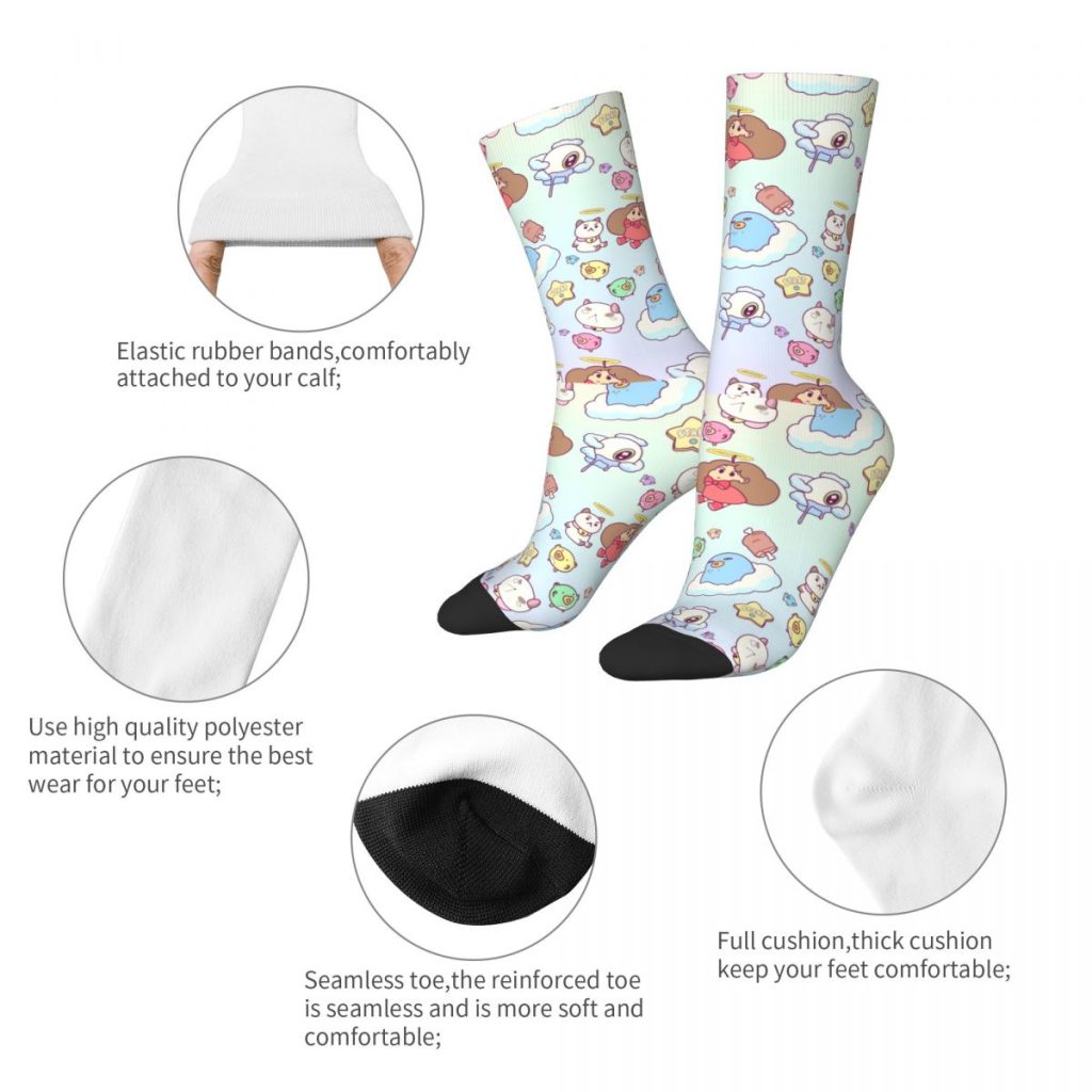 Autumn Winter Casual Men s Women s Cloud World Bee And Puppycat Socks Sweat Absorbing Basketball 1 - Bee and PuppyCat Merch