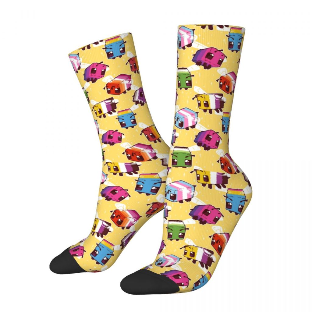 Cool LGBT Bees Basketball Socks Gay Pride Bisexual Lesbian Queer Asexual Polyester Middle Tube Socks for - Bee and PuppyCat Merch