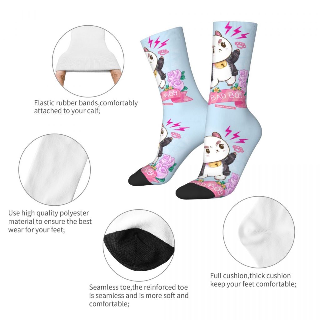 Hip hop Cool Bad Boy Bee And Puppycat Basketball Socks Polyester Long Socks for Unisex Sweat 1 - Bee and PuppyCat Merch