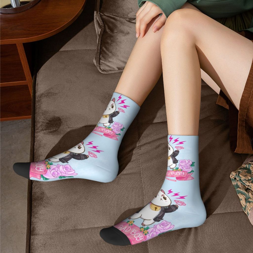 Hip hop Cool Bad Boy Bee And Puppycat Basketball Socks Polyester Long Socks for Unisex Sweat 4 - Bee and PuppyCat Merch