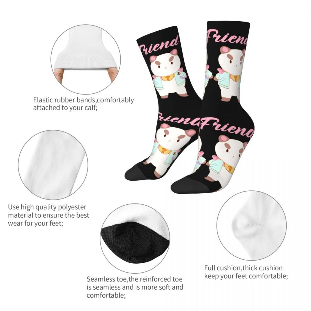 Winter Warm Casual Women Men Bee And Puppycat Best Friend Socks Breathable Middle Tube Socks 1 - Bee and PuppyCat Merch