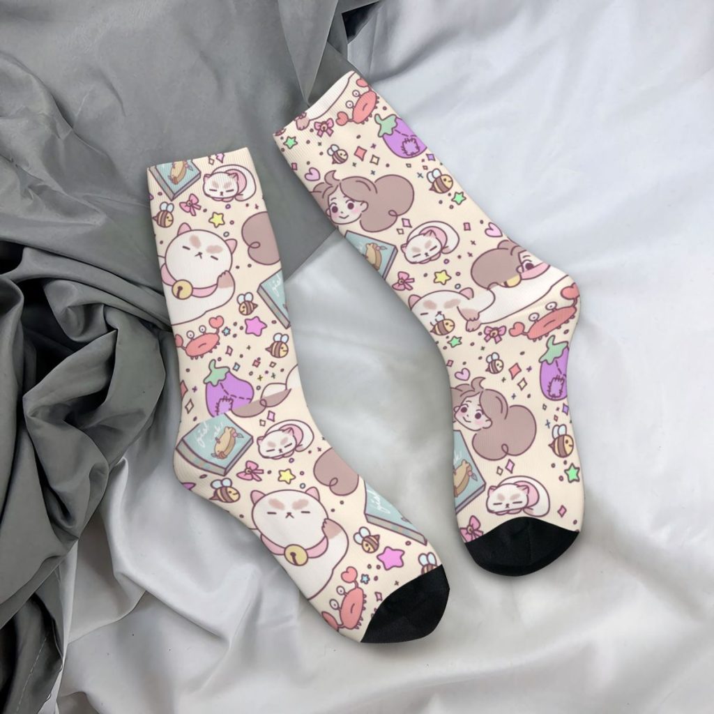 Winter Warm Cool Women Men Bee And Puppycat Doodles Socks Non slip Middle Tube Socks 2 - Bee and PuppyCat Merch
