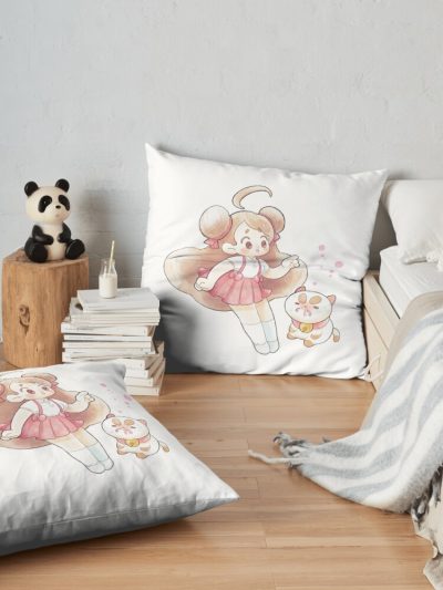 Bee And Puppycat Throw Pillow Official Cow Anime Merch