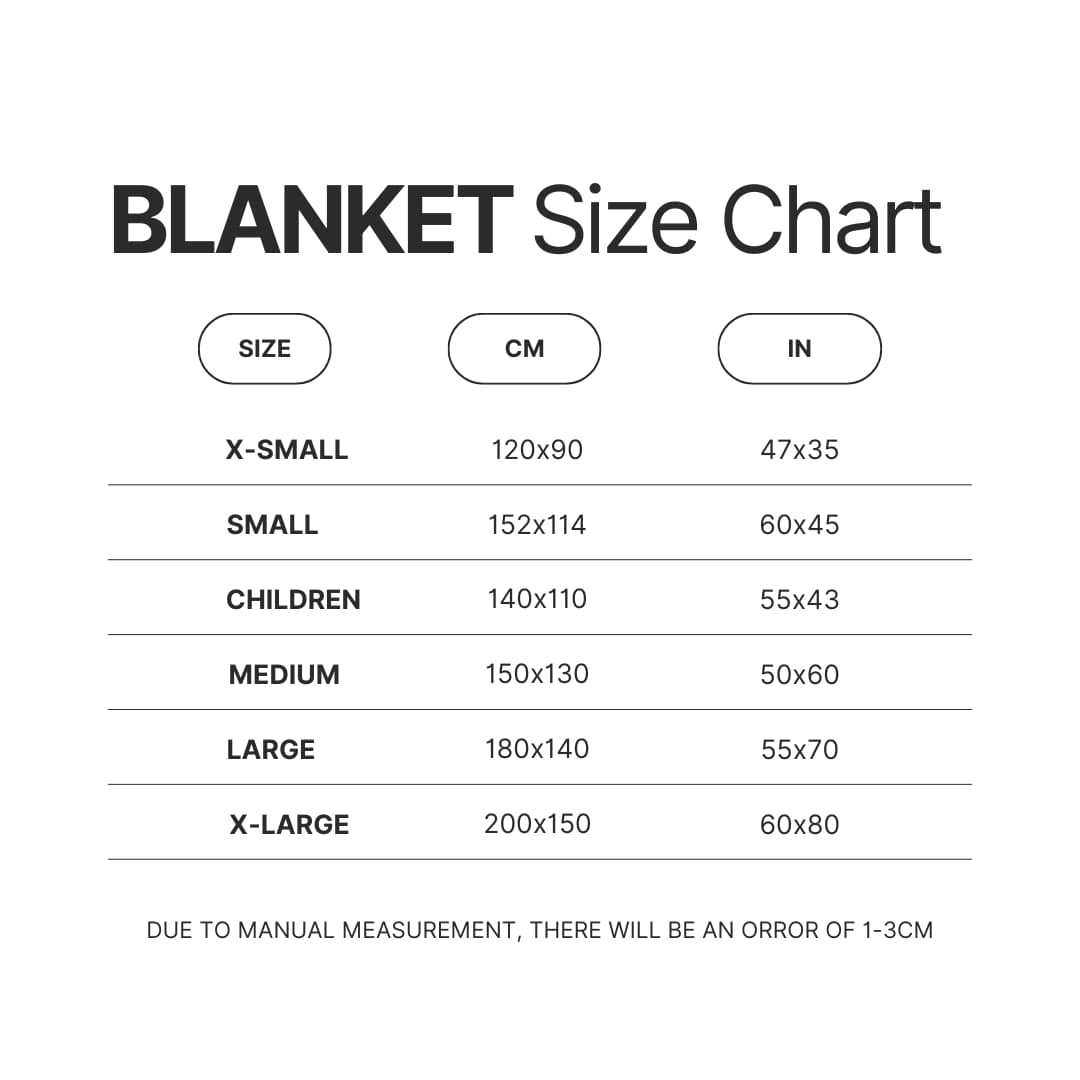 Blanket Size Chart - Bee and PuppyCat Merch