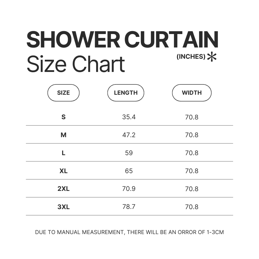 Shower Curtain Size Chart 1 - Bee and PuppyCat Merch