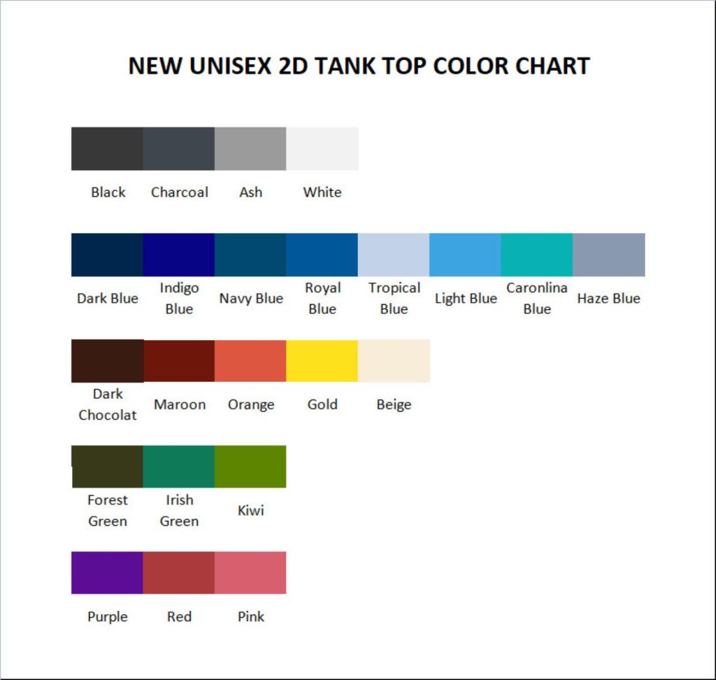 tank top color chart - Bee and PuppyCat Merch